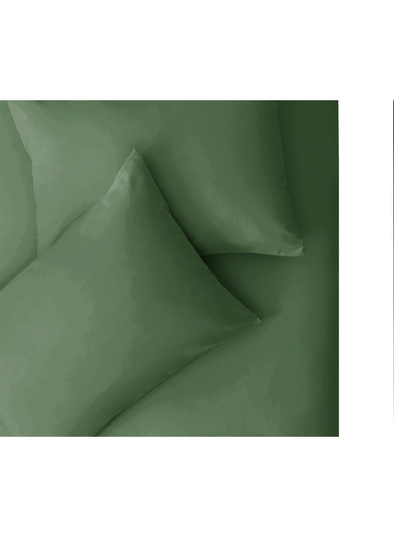 Relax Premium Luxury Bed Sheet Set – Extra Soft & Breathable & Skin-Friendly Fitted Sheet with Deep Elastic Pockets, 2 Pillowcase & 1 Fitted Sheet Included, Elegant Green , 180x200 cm - Image 1